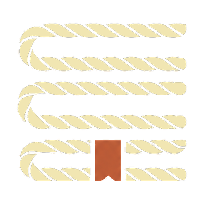 Kate's Library — three rope-bound books with Terracotta bookmark